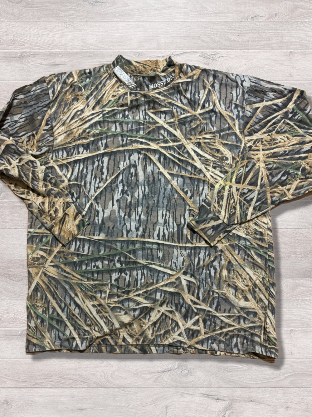 Vtg Mossy Oak Shadow Grass Camo Shirt XL Long Sleeve Mock Neck 90s Camouflage